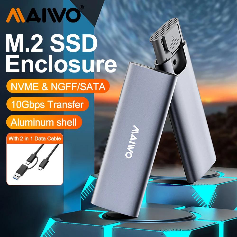 MAIWO M.2 NVMe NGFF SSD Ŭ, USB 3.1 C Ÿ, 10Gbps  Hd ̽, M2 SSD ϵ  SSD HDD 丮 ڽ, PC ̽